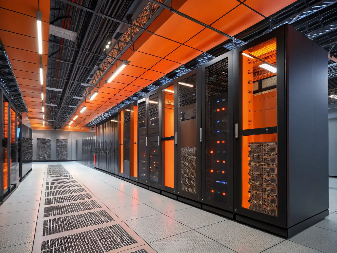 An image depicting a data center with cloud icons overlaying it, symbolizing cloud infrastructure management.