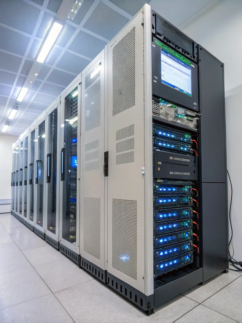 A professional photograph of a cloud infrastructure setup, highlighting servers and network devices, emphasizing the reliability and scalability of unMSP's cloud management services.